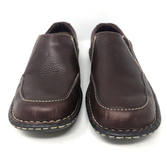 Born Moc Toe Leather Loafer Womens 6.5 Slip On Flat Dark Opanka Contrast Stitch - Picture 3 of 14